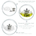 Clear Glass Teapot with Infuser for Loose Leaf Tea - 800ml - Oval Vintage Pot - Image 2