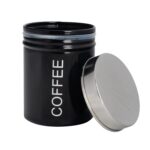 Coffee Storage Canister Kitchen Canisters Jars Pots Jar Container Metal Black - Image 4