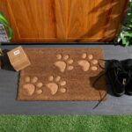Coir Door Mat Coconut Indoor Outdoor Welcome Mats 60 x 40cm Embossed Paw Prints - Image 6