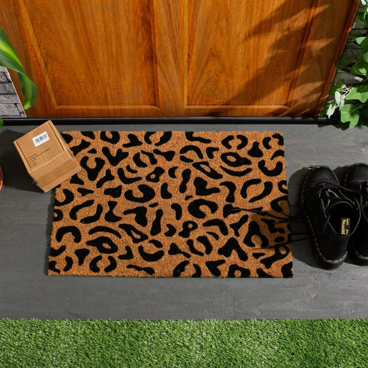 Coir Door Mat Natural Coconut Indoor Outdoor Welcome Mats 60 x 40cm Leopard - Image 6