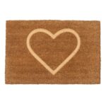 Coir Door Mat Natural Indoor Outdoor Welcome Mats 60 x 40cm Embossed Heart