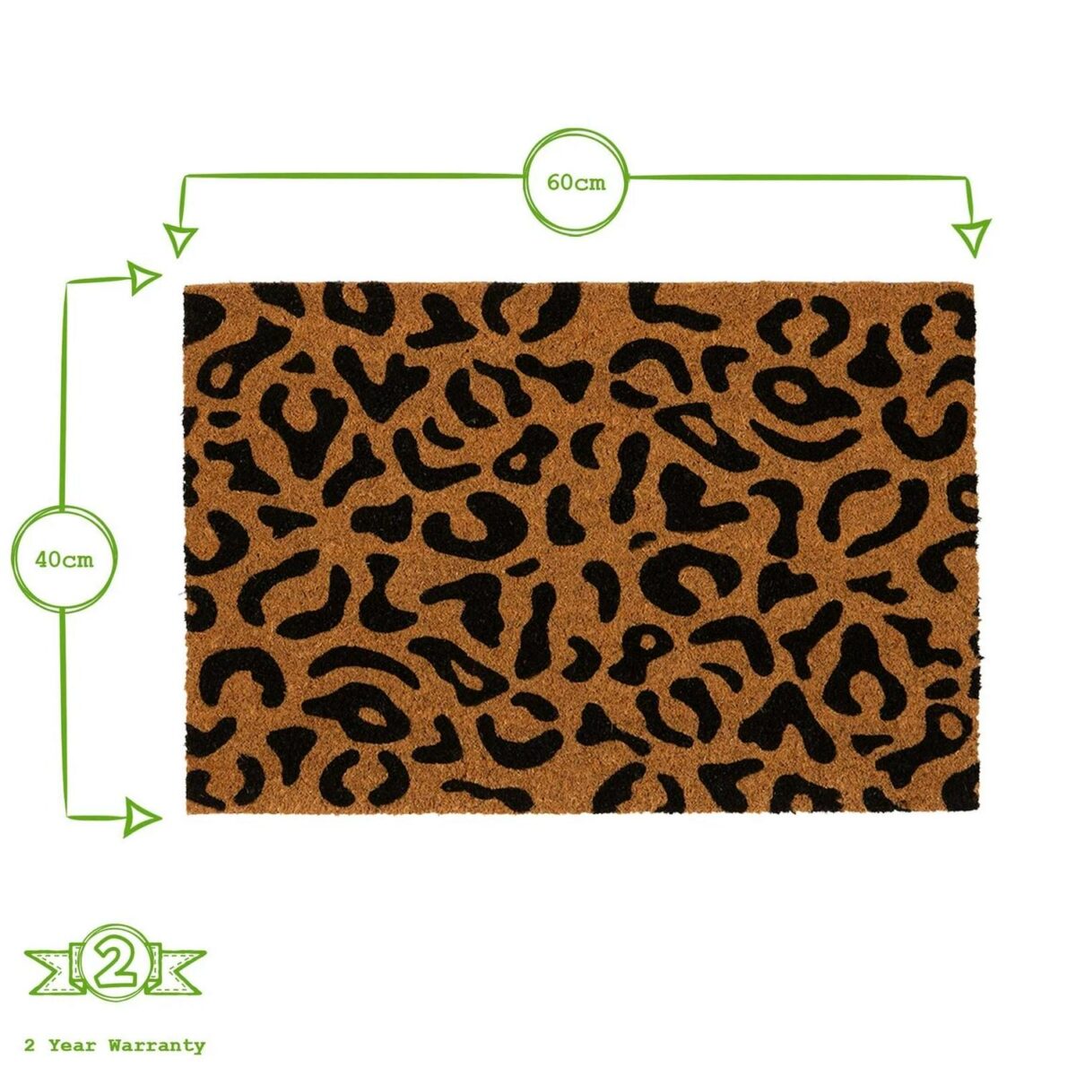 Coir Door Mat Natural Coconut Indoor Outdoor Welcome Mats 60 x 40cm Leopard - Image 3