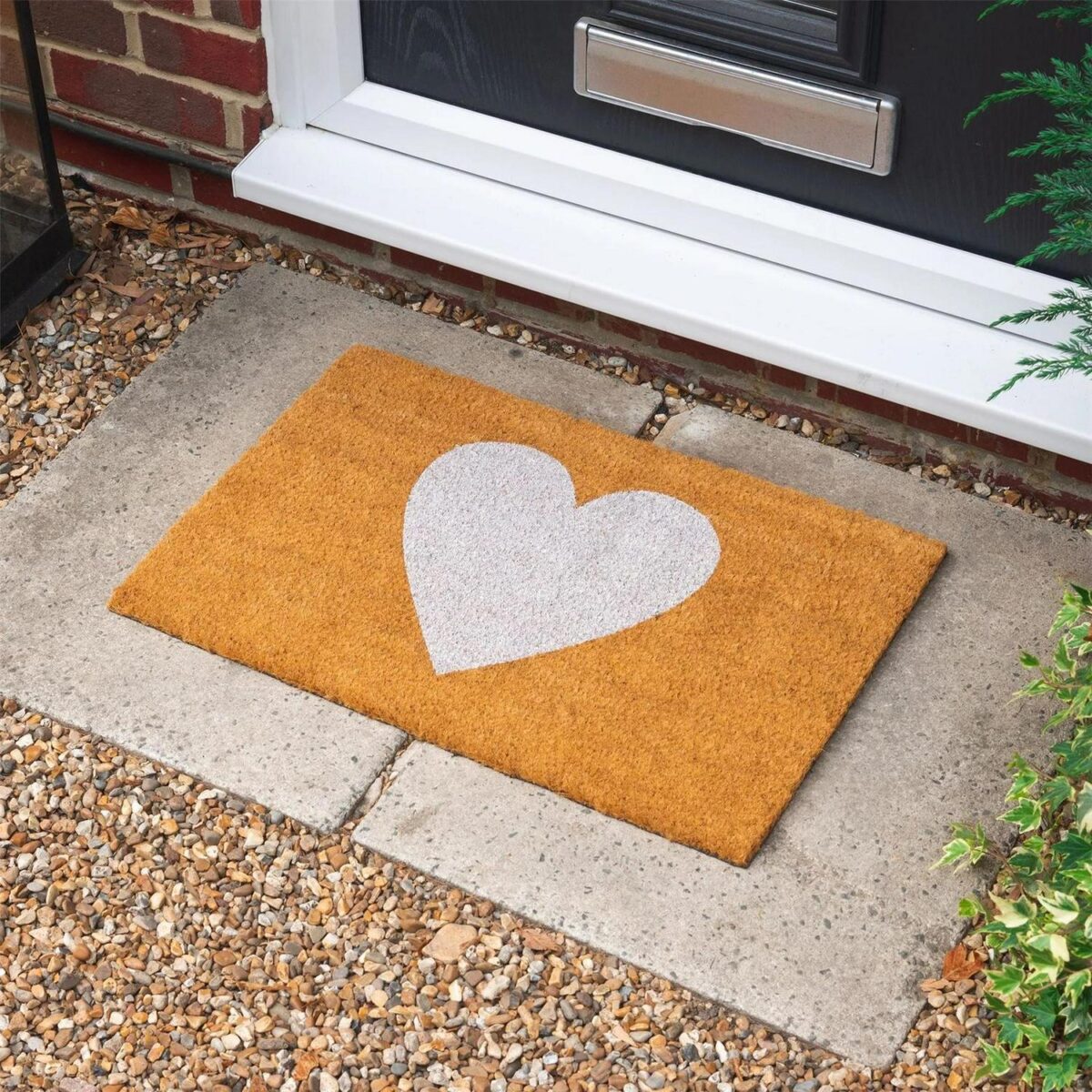 Coir Door Mat Natural Coconut Indoor Outdoor Welcome Mats 60 x 40cm White Heart - Image 6