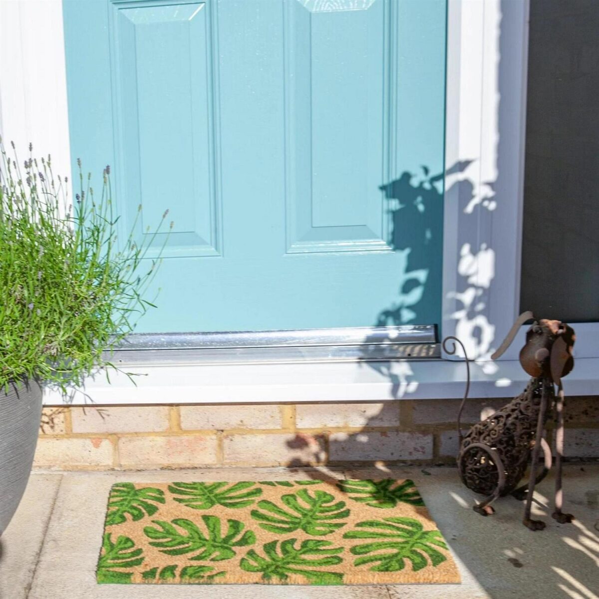 Coir Door Mat Natural Coconut Indoor Outdoor Welcome Mats 60 x 40cm Monstera - Image 5