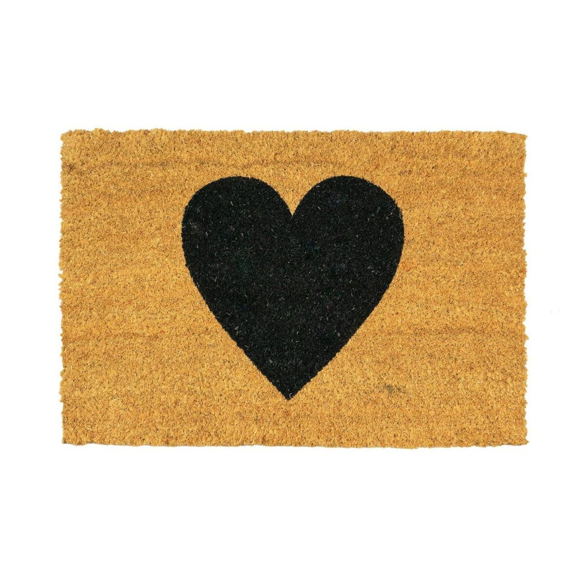 Coir Door Mat Natural Coconut Indoor Outdoor Welcome Mats 60 x 40cm Black Heart - Image 1