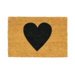 Coir Door Mat Natural Coconut Indoor Outdoor Welcome Mats 60 x 40cm Black Heart