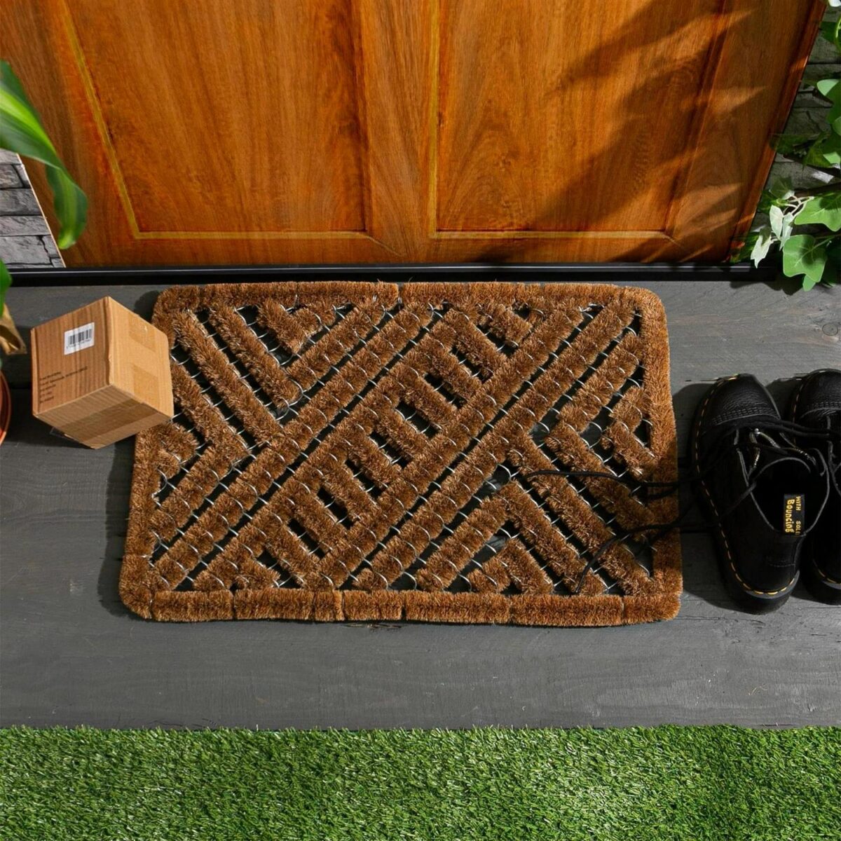 Coir Scraper Door Mat Wire Outdoor Boot Scrubber Welcome Mats 60 x 40cm Natural - Image 5