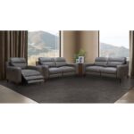 Colby Dark Grey Leather 2 Seater Sofa with Power Footrests - Image 8