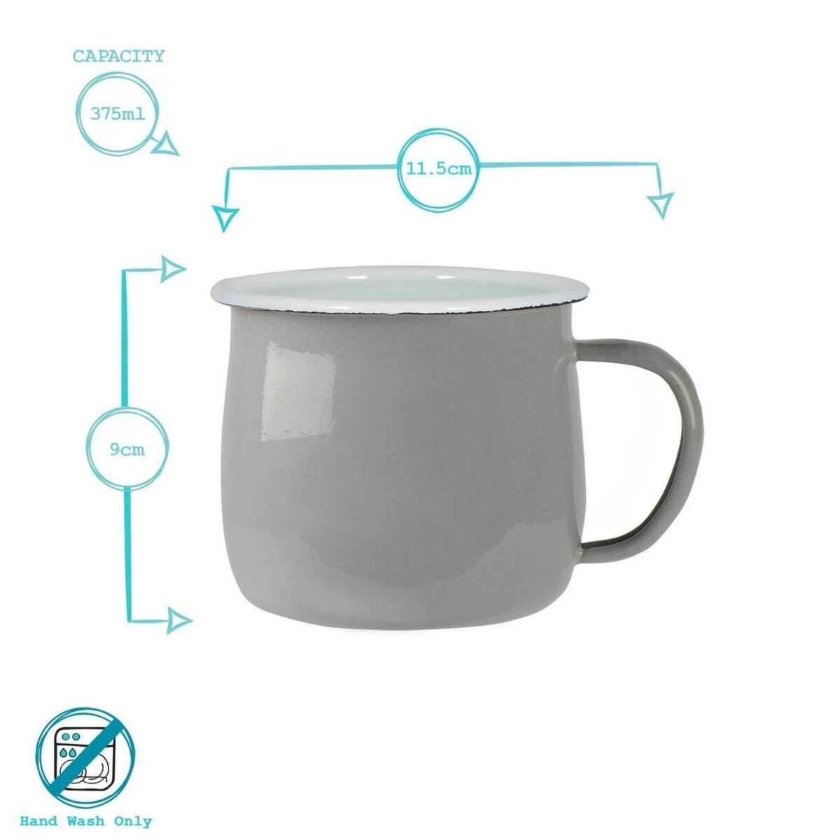 Coloured Enamel Belly Mugs Home Outdoor Metal Camping Tea Coffee Cups 375ml - Image 3