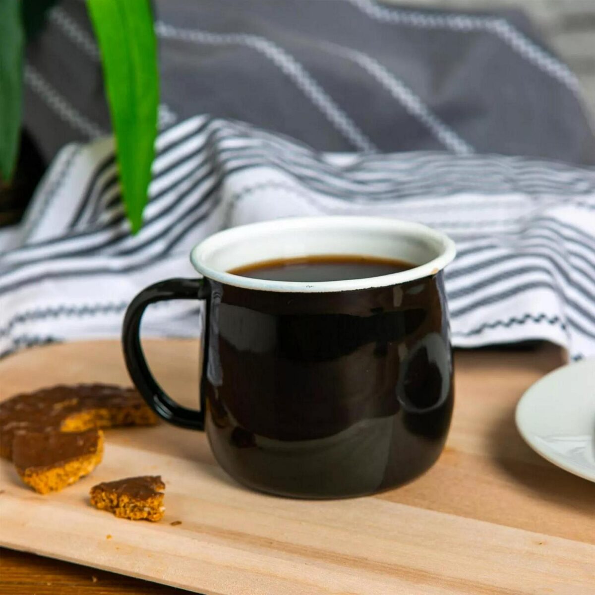 Coloured Enamel Belly Mugs Metal Camping Tea Coffee Hot Drinks 375ml Black/Grey - Image 5