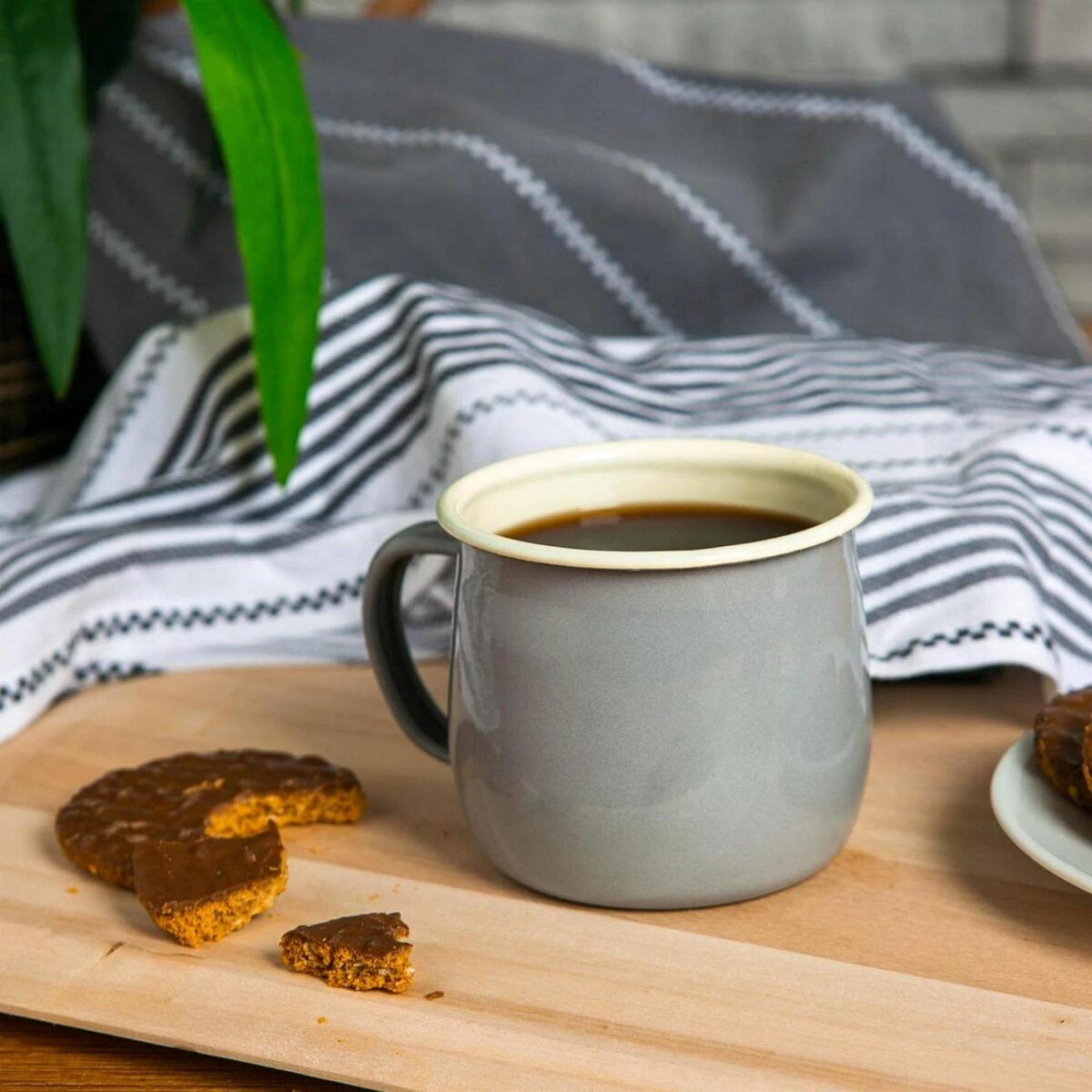 Coloured Enamel Belly Mugs Metal Camping Tea Coffee Hot Drinks 375ml Black/Grey - Image 6