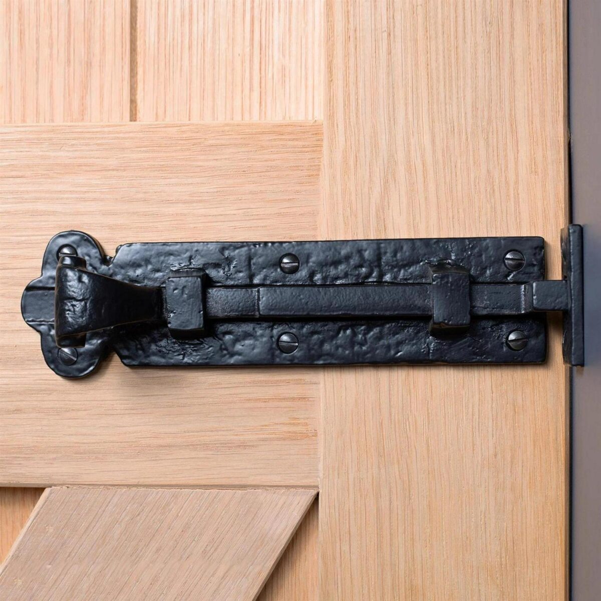 Cranked Antique Fish Tail Bolt Cast Iron Ornate Door Bolts W200mm Black - Image 5