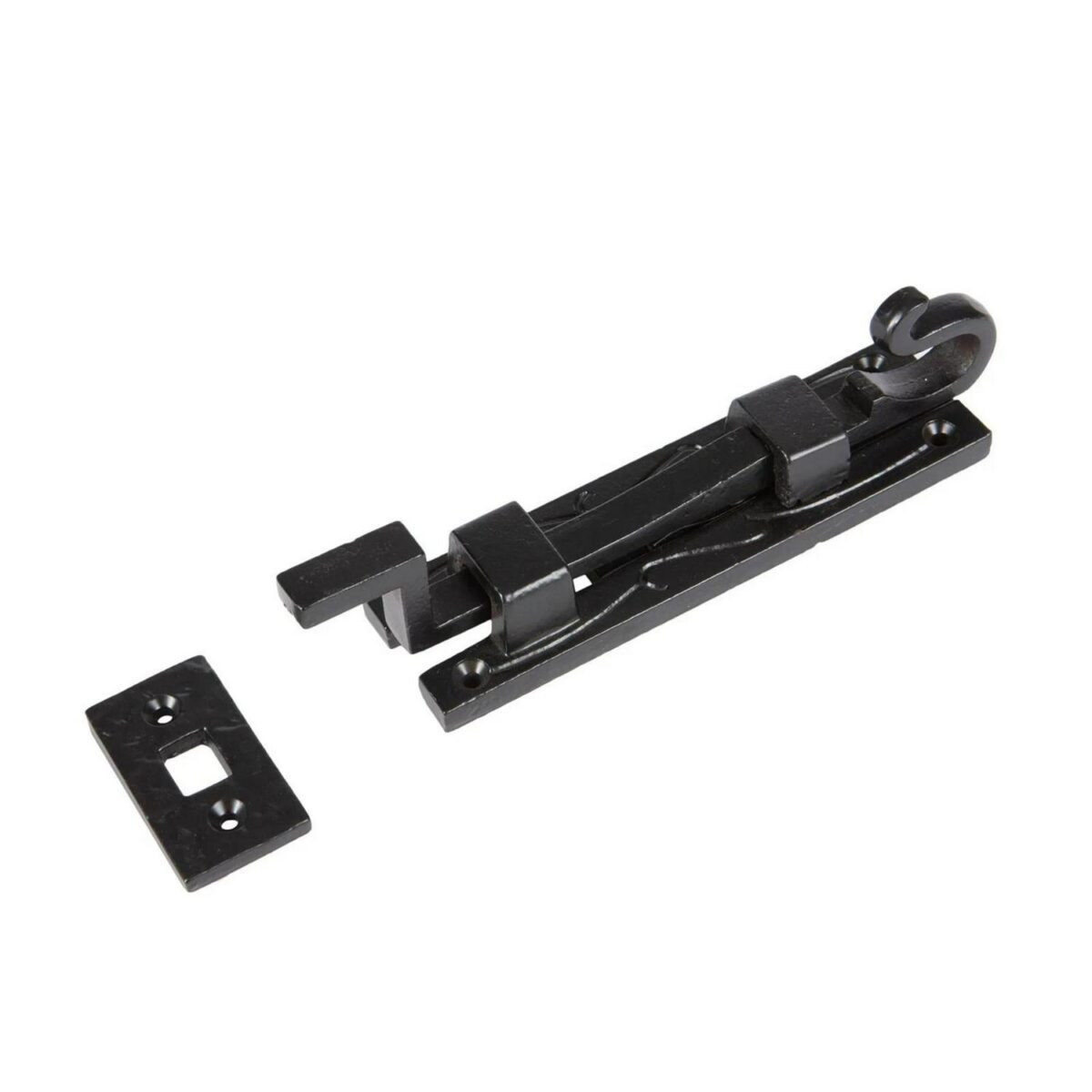 Cranked Shepherd's Crook Bolt Cast Iron Antique Door Bolts W145mm Black - Image 1