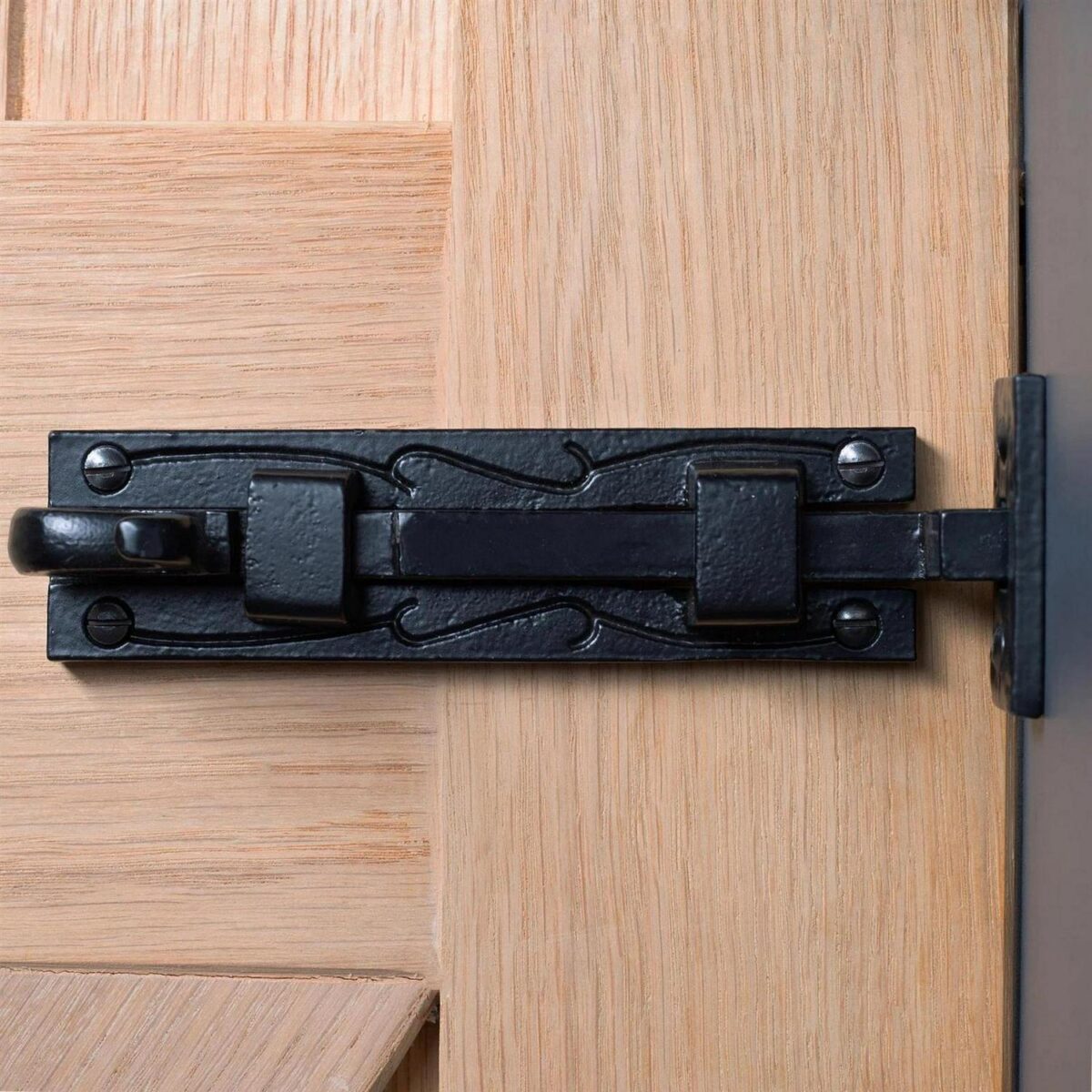 Cranked Shepherd's Crook Bolt Cast Iron Antique Door Bolts W145mm Black - Image 5