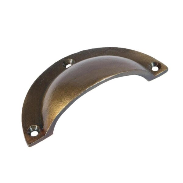 Curved Cabinet Cup Handle Cast Iron Cupboard Handles 95mm x 46mm Brass