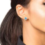 Cushion Cut Blue Topaz and 0.27ctw Diamond Earrings, 14ct White Gold - Image 2