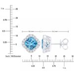 Cushion Cut Blue Topaz and 0.27ctw Diamond Earrings, 14ct White Gold - Image 5