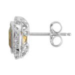 Cushion Cut Citrine and 0.23ctw Diamond Stud Earrings, 14ct White Gold - Image 5