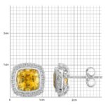 Cushion Cut Citrine and 0.23ctw Diamond Stud Earrings, 14ct White Gold - Image 6
