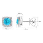Cushion Cut Swiss Blue Topaz and 0.13ctw Diamond Stud Earrings, 14ct White Gold - Image 4