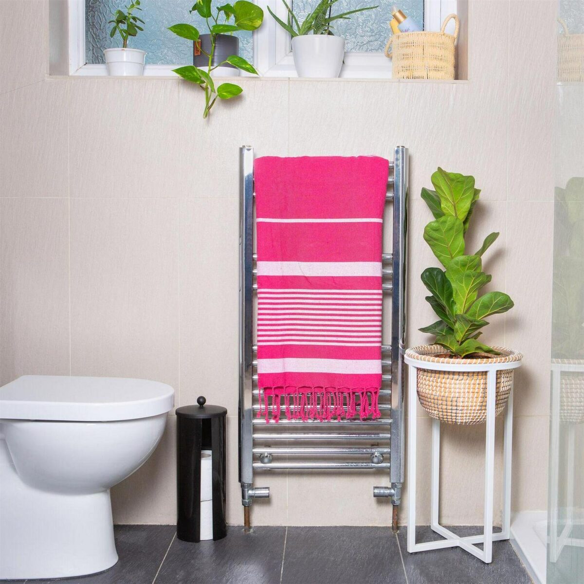 Deluxe Cotton Turkish Bath Towel Beach Sauna Hammam Blanket 157 x 87cm Hot Pink - Image 5