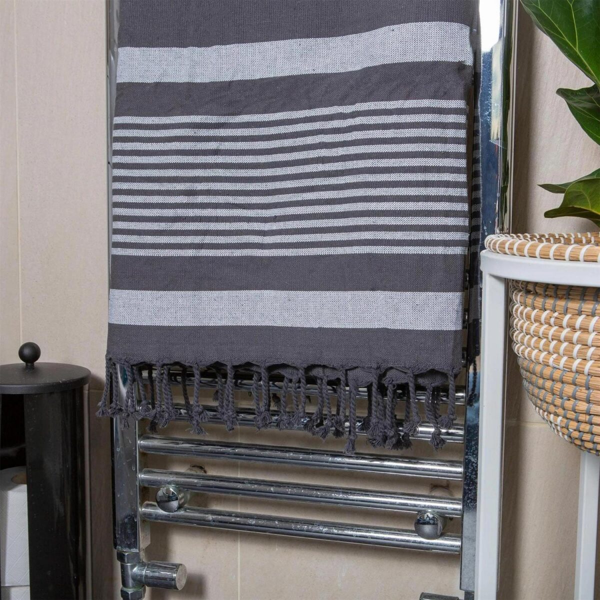 Deluxe Turkish Cotton Bath Towel Beach Peshtemal Fouta 157 x 87cm Steel Grey - Image 6