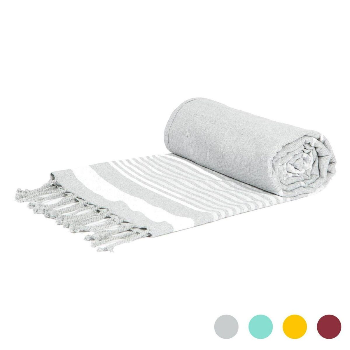 Deluxe Turkish Cotton Bath Towel Lightweight Beach Peshtemal 162 x 90cm Grey - Image 1