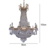 Denver Grand Gold and Crystal Empire Chandelier 85cm - Image 2