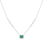 DiamonFire Sterling Silver Green Cubic Zirconia Art Deco Style Necklace