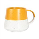 Dipped Flecked Stoneware Belly Mug Large Rustic Tea Cups Set 370ml Mustard
