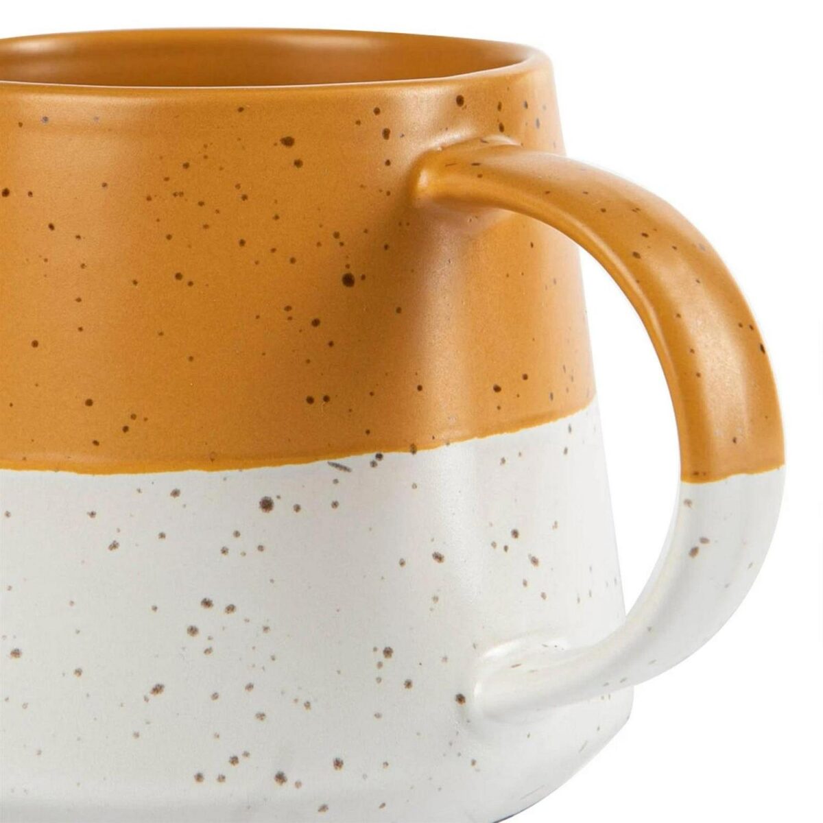 Dipped Flecked Stoneware Belly Mug Large Rustic Tea Cups Set 370ml Mustard - Image 4