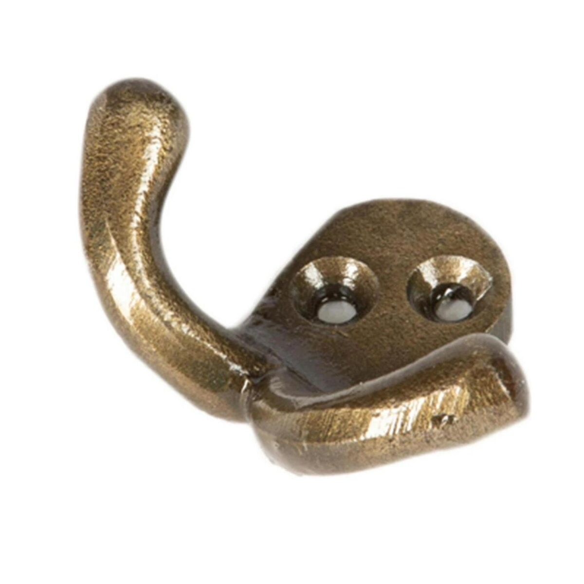 Double Coat Hook Cast Iron Antique Vintage Style Hooks W50mm x H35mm Brass - Image 3