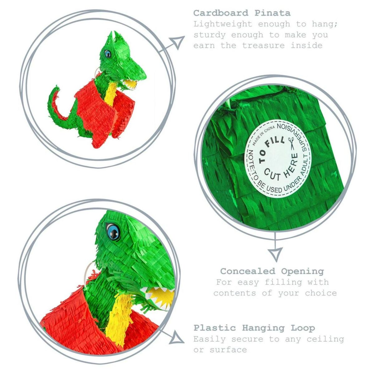 Dragon Pinata Toy Party Game Supplies Birthday Anniversary Decoration Kids - Image 2