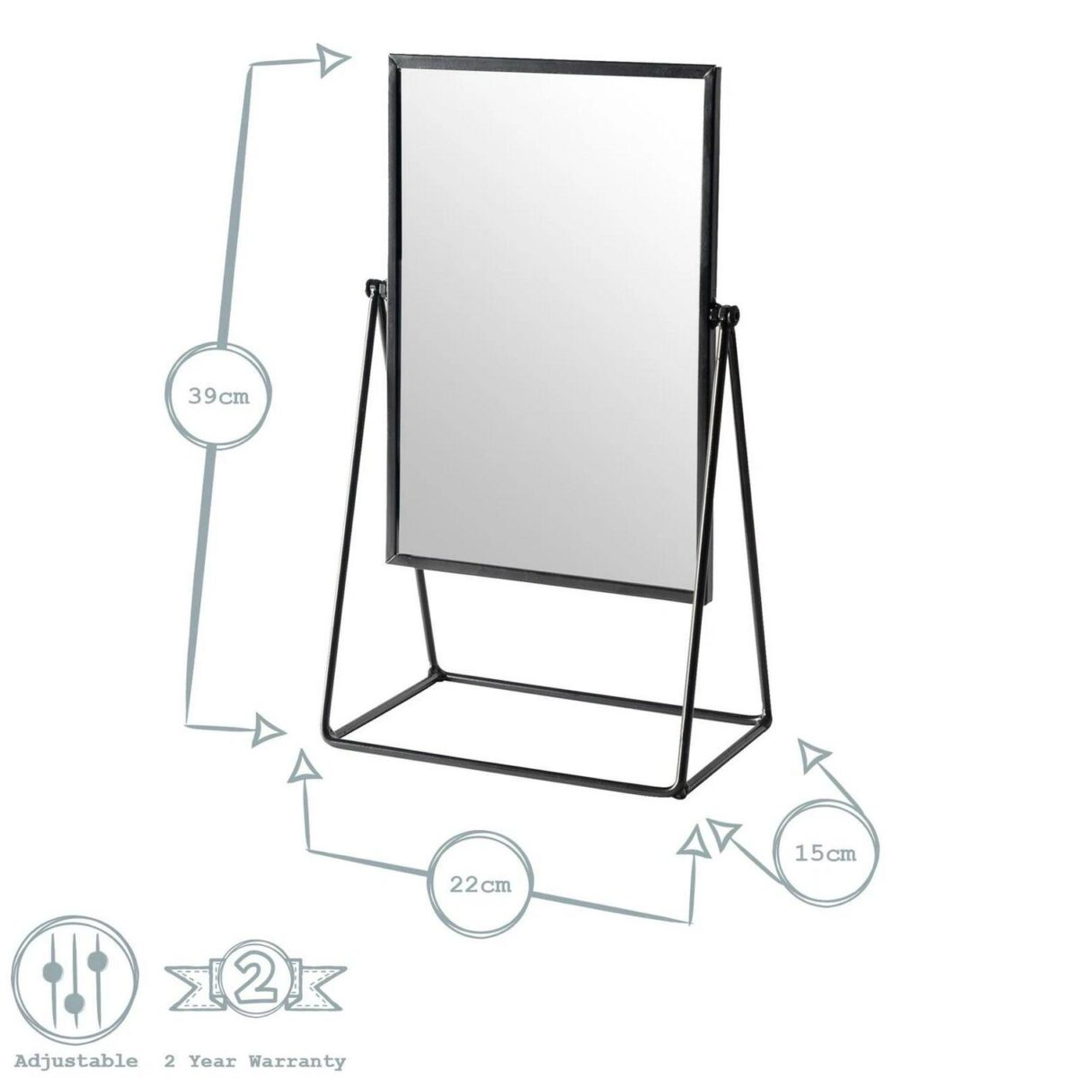 Dressing Table Vanity Mirror Free Standing Tabletop Makeup Cosmetic 22cm Gold - Image 3