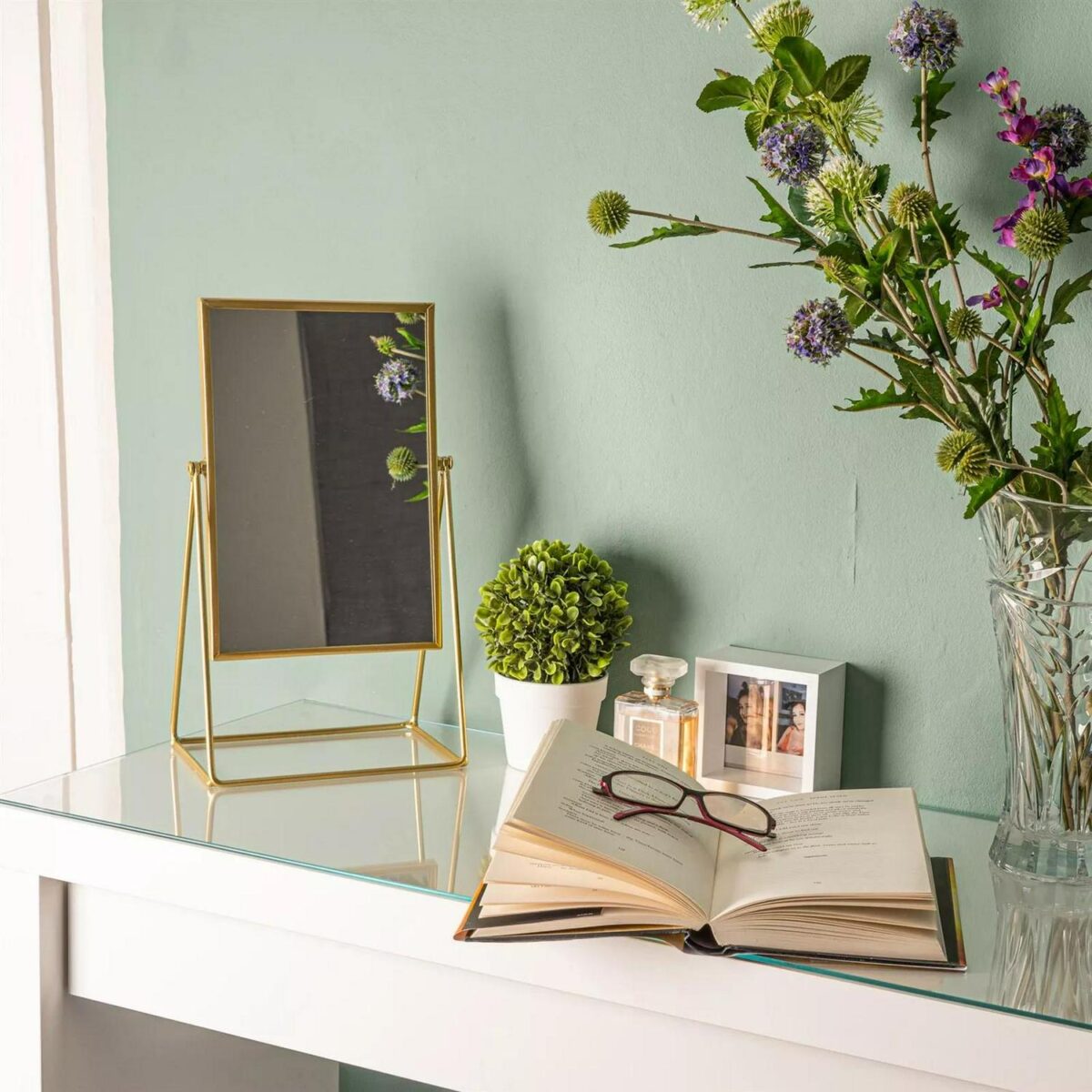 Dressing Table Vanity Mirror Free Standing Tabletop Makeup Cosmetic 22cm Gold - Image 7