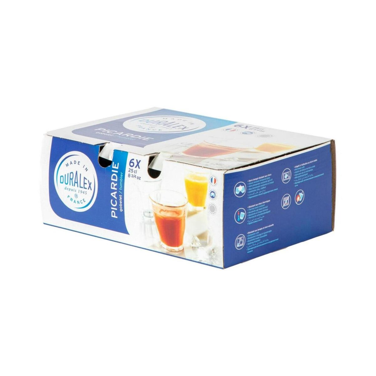 Duralex Picardie Glass Juice Water Tumblers Glasses Set Clear 250ml x6 - Image 5