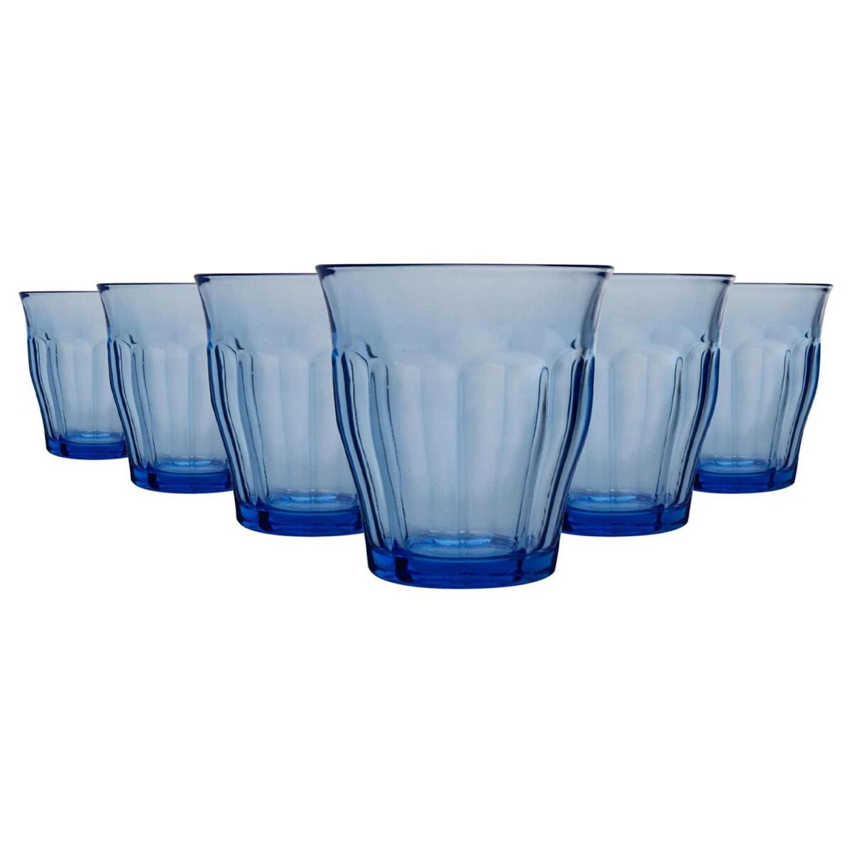 Duralex Picardie Glass Juice Water Tumblers Glasses Set Blue 310ml x6 - Image 1