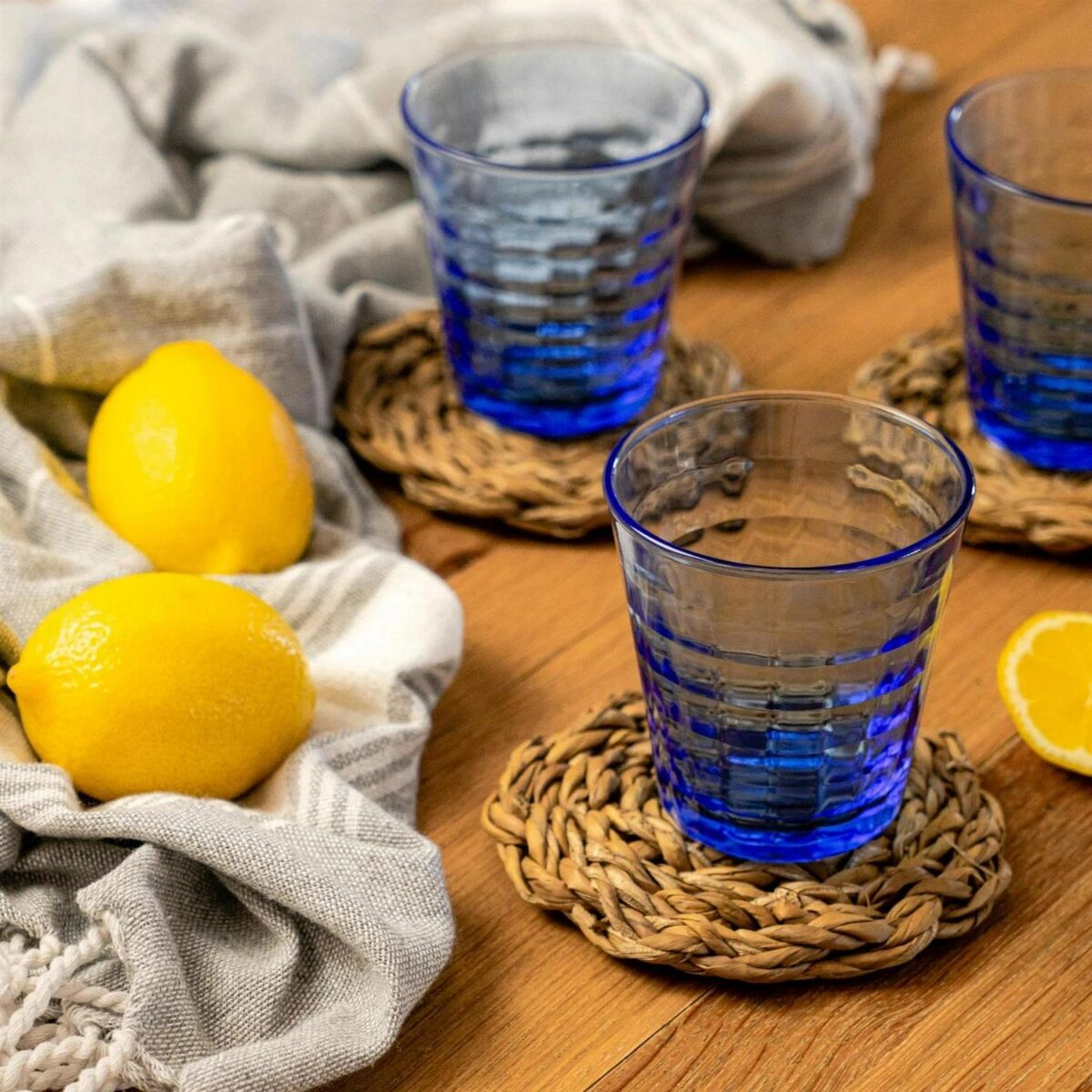 Duralex Prisme Glass Juice Water Tumblers Glasses Set Blue 275ml x8 - Image 5