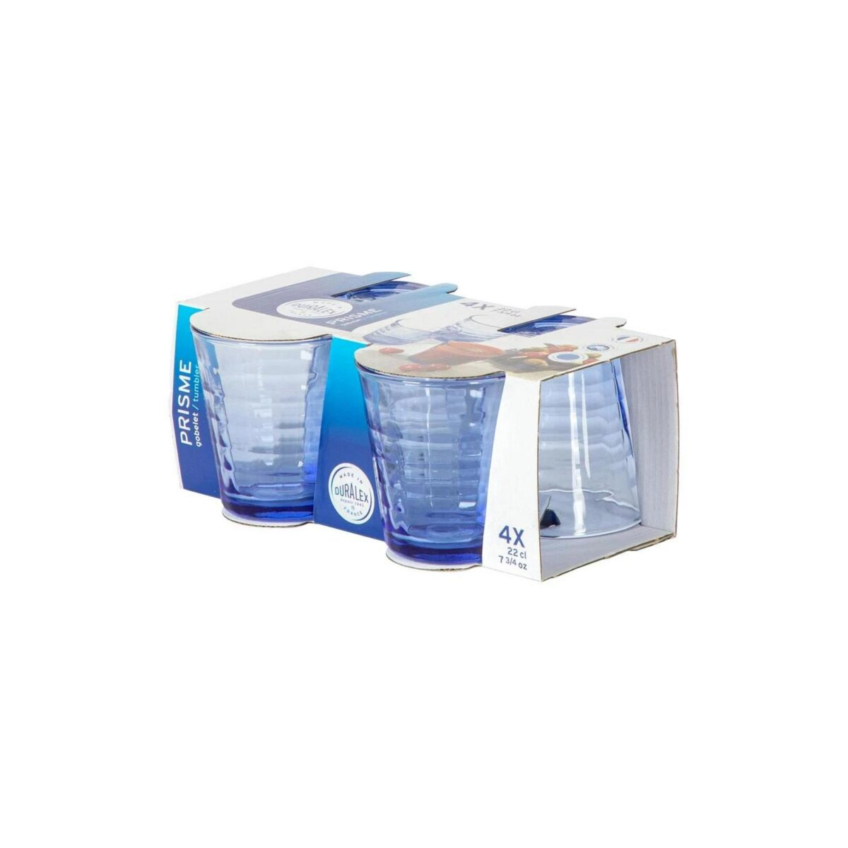 Duralex Prisme Glass Juice Water Tumblers Glasses Set Blue 220ml x4 - Image 6