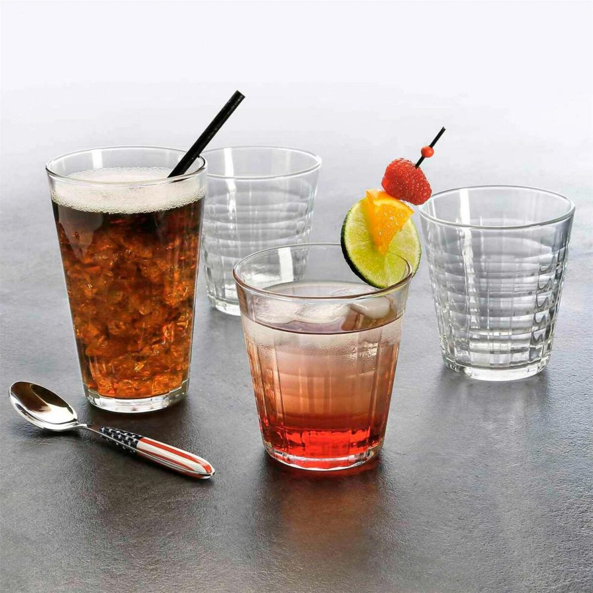 Duralex Prisme Glass Juice Water Tumblers Glasses Set Clear 275ml x12 - Image 5