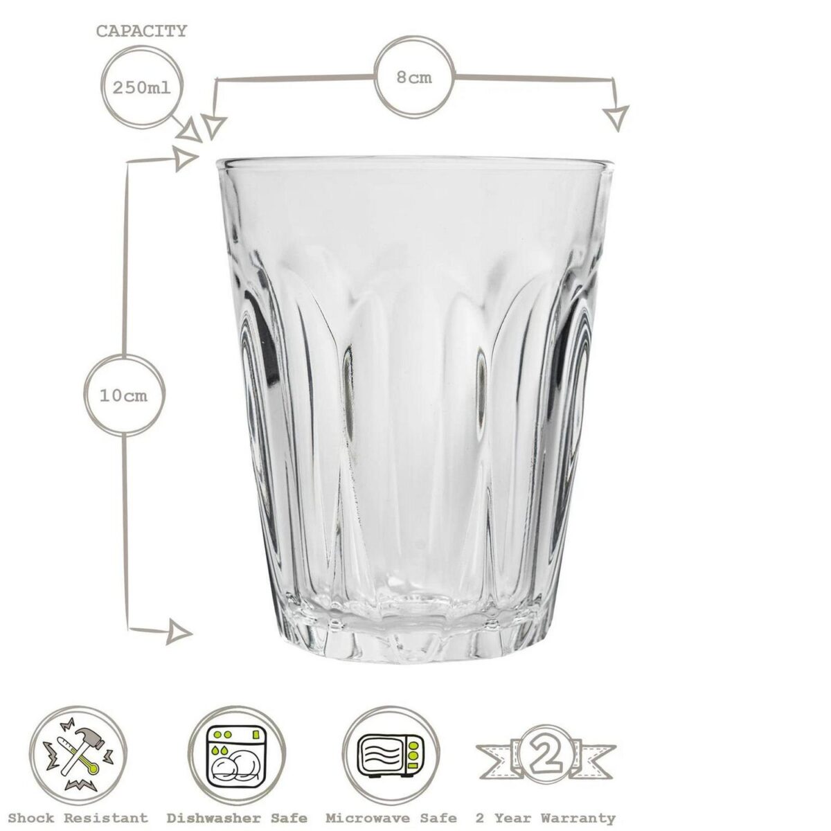 Duralex Provence Glass Juice Water Tumblers Glasses Set 250ml x6 - Image 3
