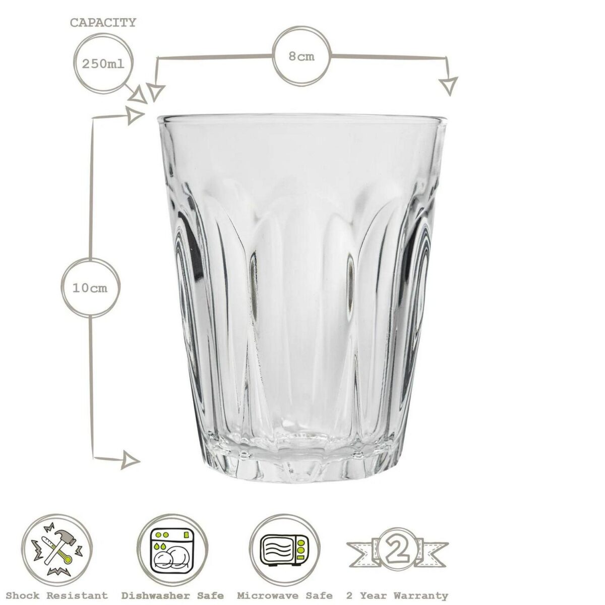 Duralex Provence Glass Juice Water Tumblers Glasses Set 250ml x12 - Image 3