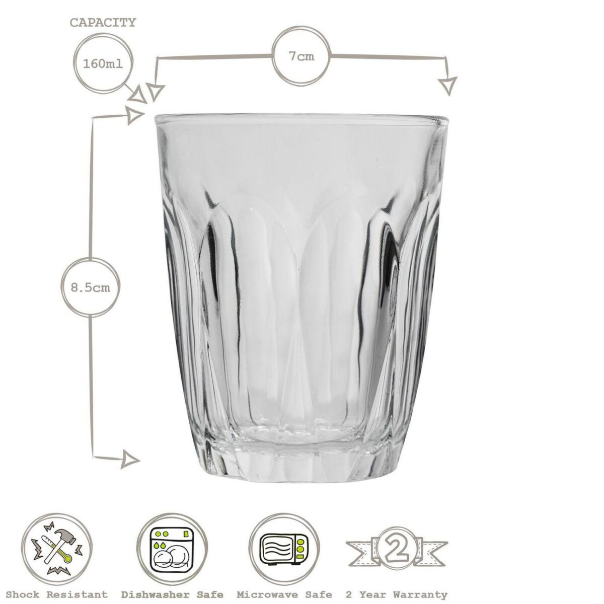 Duralex Provence Water / Juice Traditional Tumbler Glasses - 160ml - x6 - Image 3