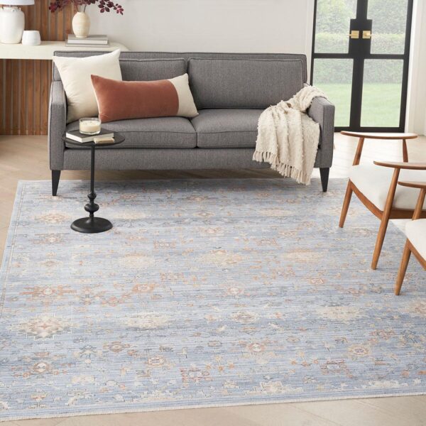 Elegant Heirloom Blue and Ivory Patterned Rug in 2 Sizes