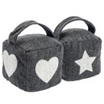 Fabric Door Stop Doorstop Grey Heavy Stopper Sand Filled Weighted x2