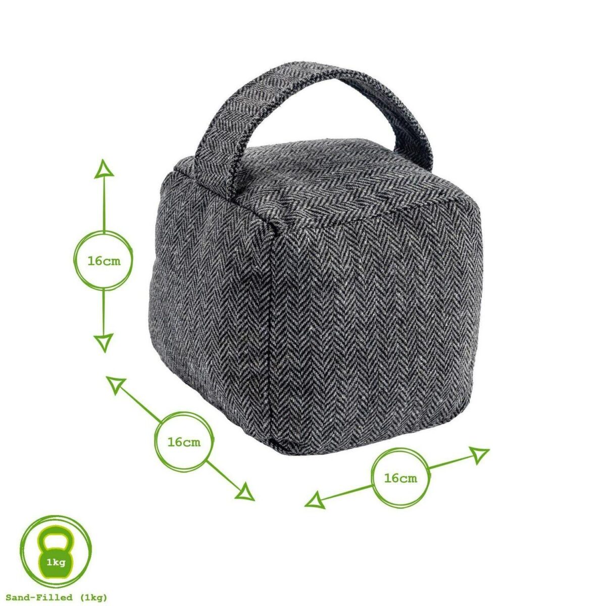 Fabric Door Stop Doorstop Grey Heavy Stopper Sand Filled Weighted x2 - Image 3