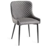 Finch Grey Faux Leather Diamond Stitch Dining Chair, 2 Pack - Image 3