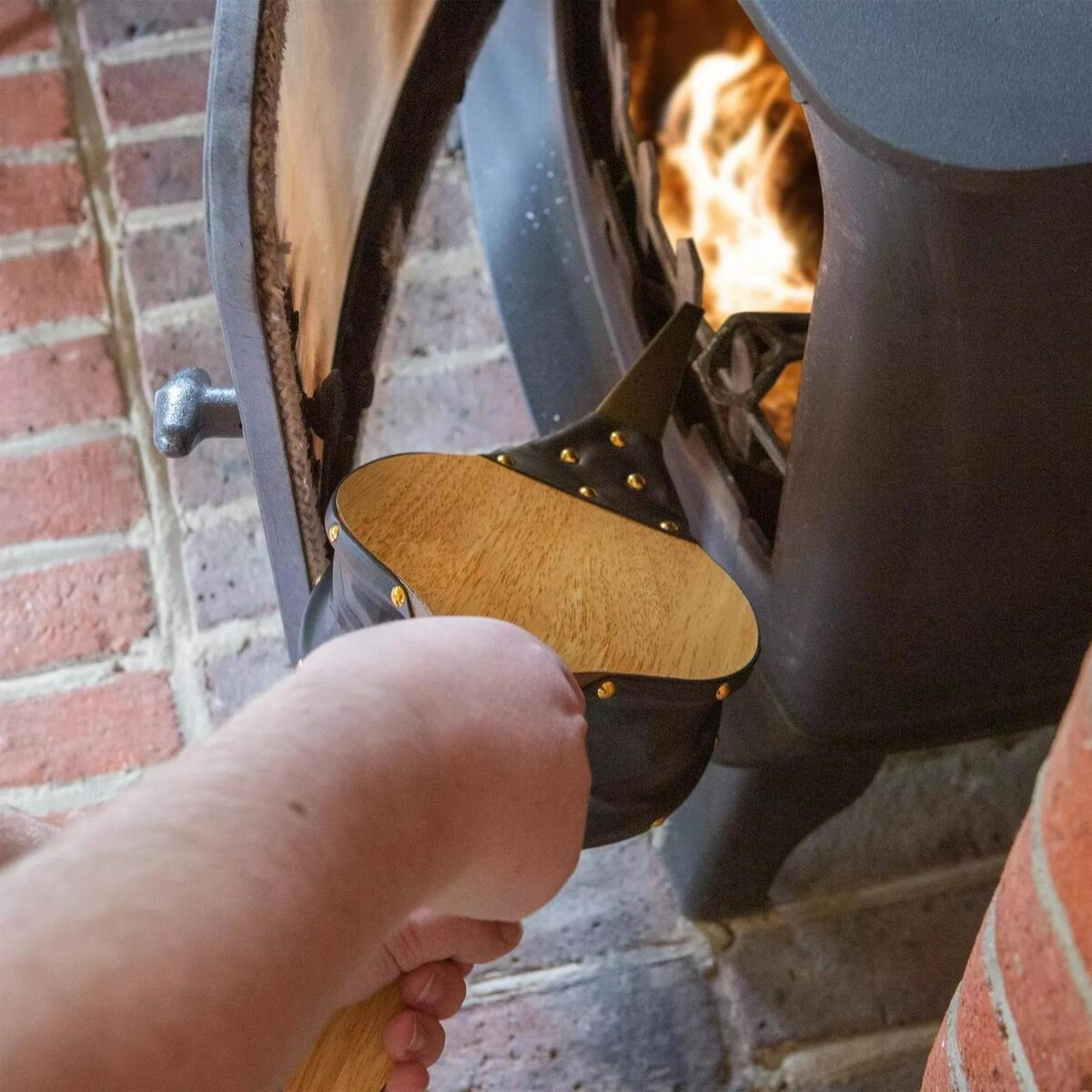 Fireplace Wood Bellows Large Indoor Log Fire Air Blower Tool 175mm Light Wood - Image 3