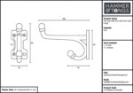 Flat Top Ball End Hat and Coat Hook Cast Iron Vintage Style W35mm x H85mm Raw - Image 4