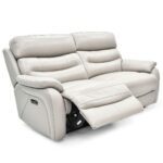 Fletcher Light Grey Leather Power Reclining Large 2 Seater Sofa with Power Headrest - Image 7